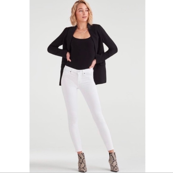 7 For All Mankind "the Skinny" white low rise women's stretch jeans size 24 - Picture 1 of 8